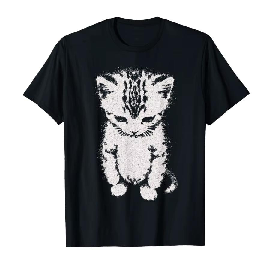 Gato Sad Kitten Funny Meme Sad Crying Munchkin Cat Trendy Tshirt For Unisex Women Cotton t shirt harajuku tops S
