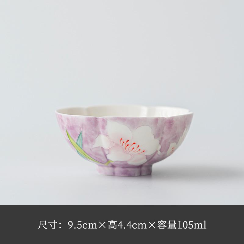 

105ml Hand-painted Lily Teacup Handmade Tea Bowl Tea Pair Tea-tasting Meditation Cup Chazhan Master Cups Tea Items Collection As Your Choose