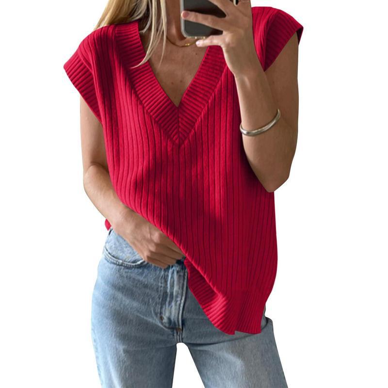 Ladies' V-neck Casual Knit Vest Top