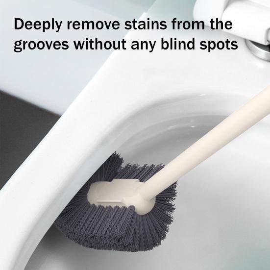 Wall Mounted Toilet Brush, Anti-Slip Handle Curved Soft Bristles Toilet Cleaner, Toilet Grooves Bathroom Brush for Deep Cleaning