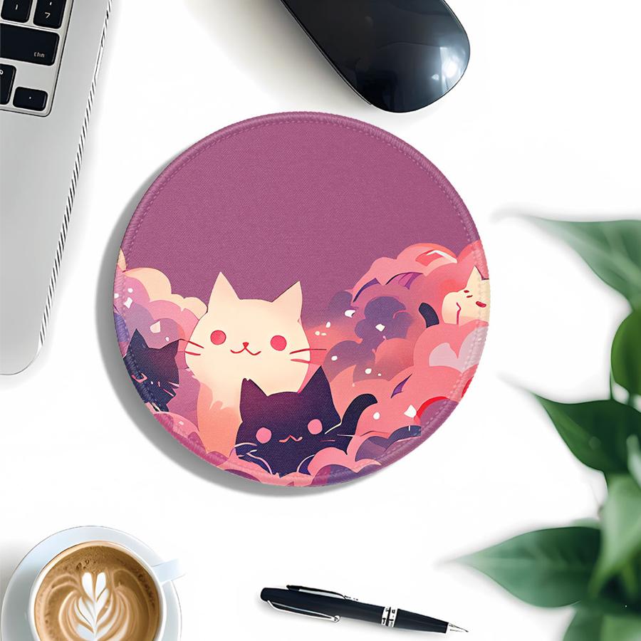Anti Slip 1pc Mouse Pad Game Console Pad Computer Laptop Pad Keyboard Mouse Pad Office Pad Desk Accessories Black Cat Starry