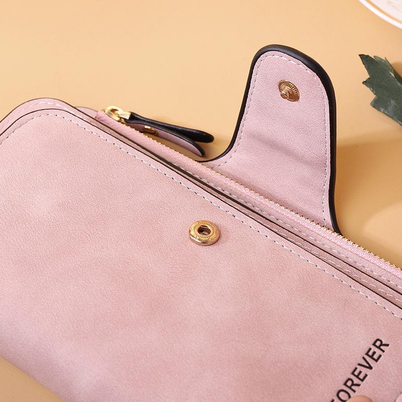 Korean Women's PU Leather Frosted Clutch: Multi-Purpose Long Wallet & Large Capacity Card Holder
