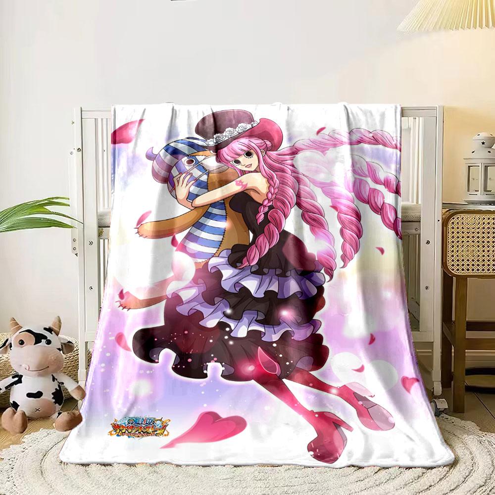 Pink-haired character in braided pigtails, black ruffled dress, and hearts. for all seasons blanket lunch break throw gift 80cm x 120cm
