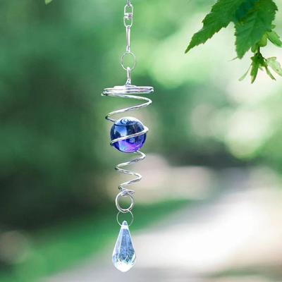 1 Pcs Window Hanging Tree Decorations Rotating Tail Wind Spinner Chimes Crystal Glass Ball Pendant Pendulum Garden Nursery