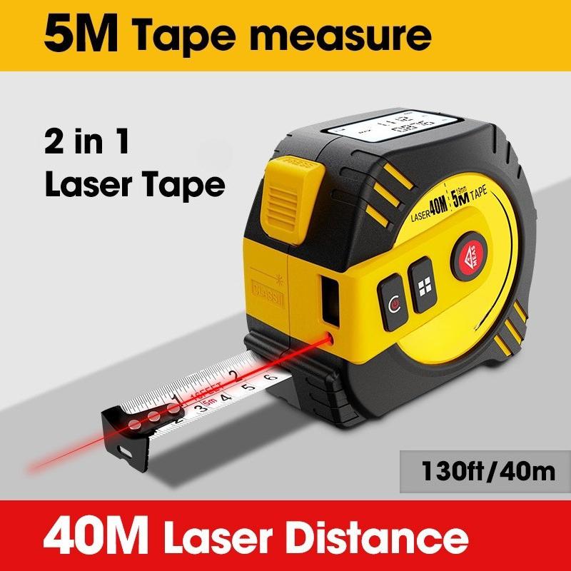 40m/80m Accurate Measurements Laser Tape Measure USB Rechargeable Steel Tape Measuring Tool Digital Distance Meter