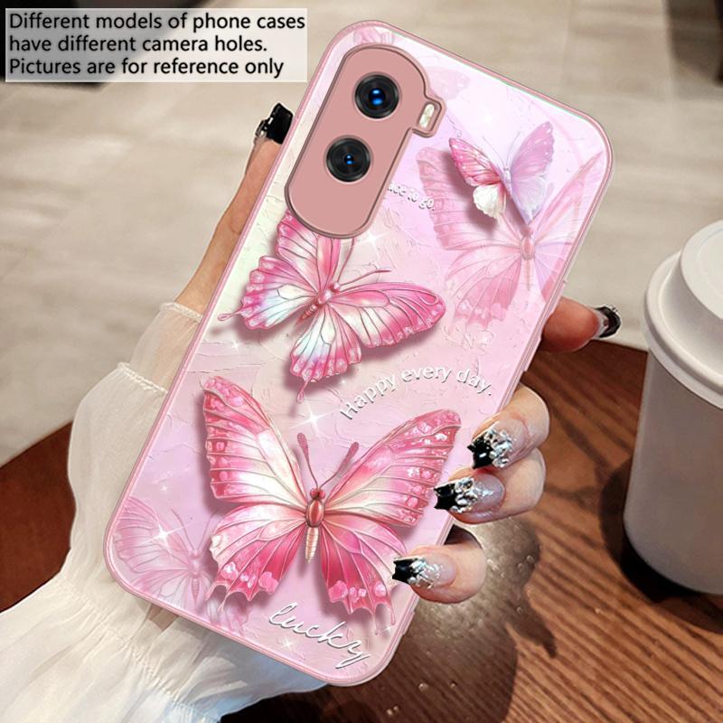 

Gradient colored butterfly For Honor 200 90 8X 9X Pro Lite P50 P40 Nova 10 11i P60 Magic4 6 Mate 20 50 Tempered Glass Phone Case For Huawei P40 Pro