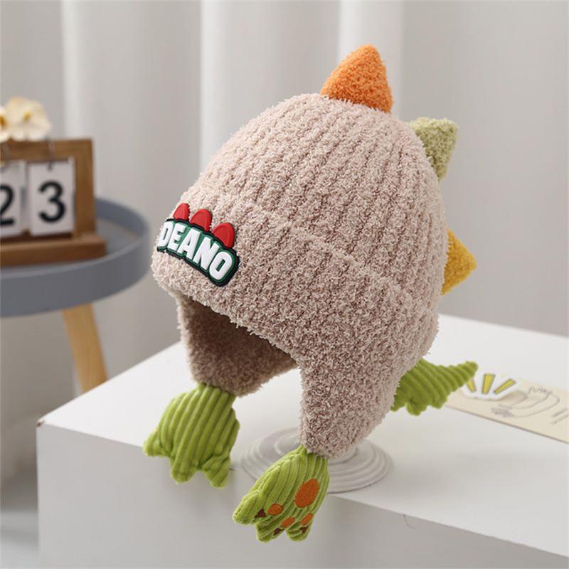 Autumn Winter Hat Cute Cartoon Dinosaur Modeling Hat  Ear Protection Warm Hat Windproof Thickened Children Hat Gifts