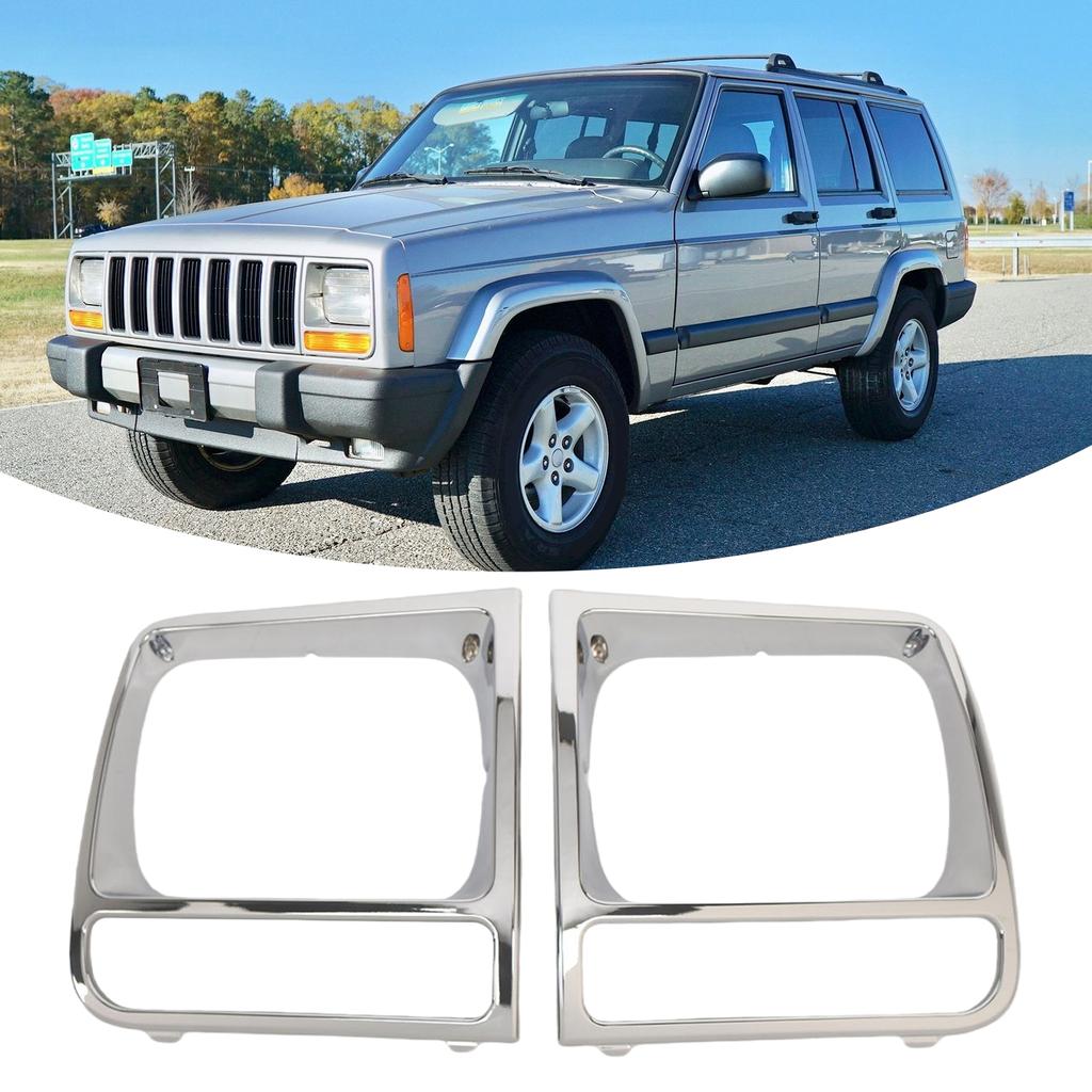 1 Pair Headlight Protection Frame 5EM72SW1 Headlamp Bezel Cover CH2513156 for Jeep Cherokee 1998 1999 2000 2001 2002