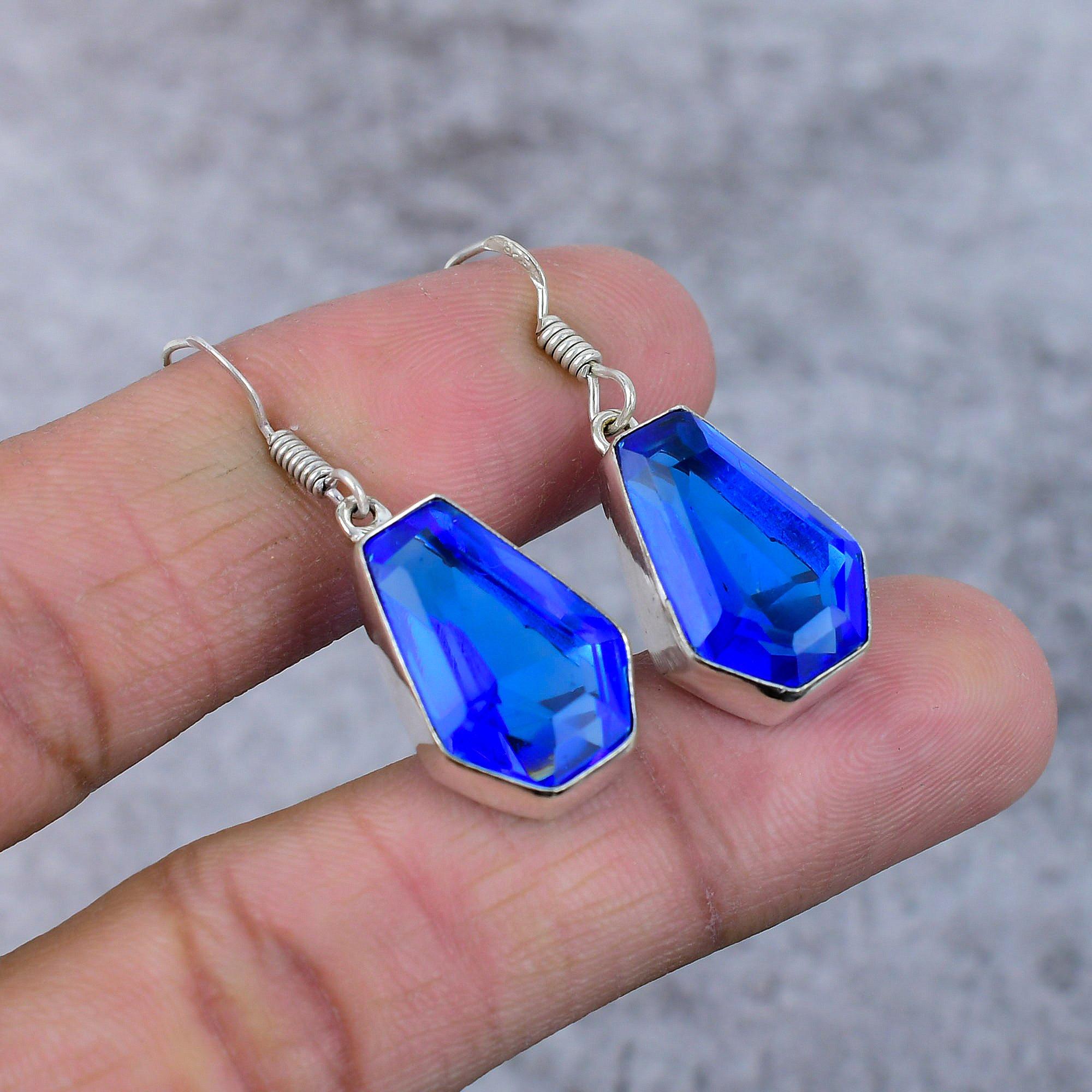 

Tanzanite Quartz Gemstone 925 Sterling Silver Jewelry Earring 1.58 M-369