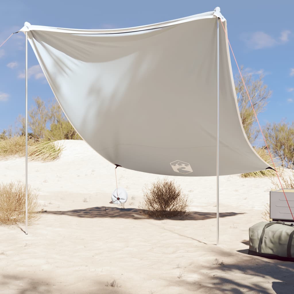 Beach Sun Shelter with Sandbags Gray 214 x 236 cm