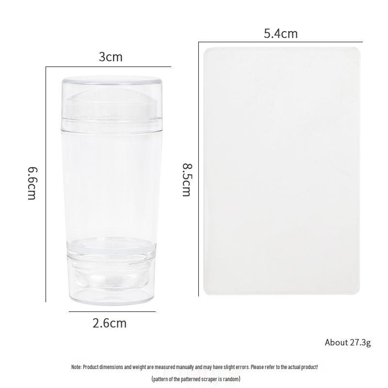 Large Silicone Nail Art Stamp with Lid - Single/Double Head French Design DIY Stamping Tools