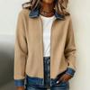 Women S Long Sleeve Knit Denim Patchwork Cardigan Coat Casual