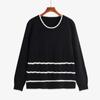 Women's Plus Size Round Collar Clashing Stripe Top Autumn and Winter Loose Casual Sweater Knitwear