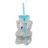 Yousheng Bear Glass Sippy Cup with Leak-Proof Lid Straw Cute Bear Glass Mug for Juice Milk Tea Smoothies Creative Bear-themed Drinkware
