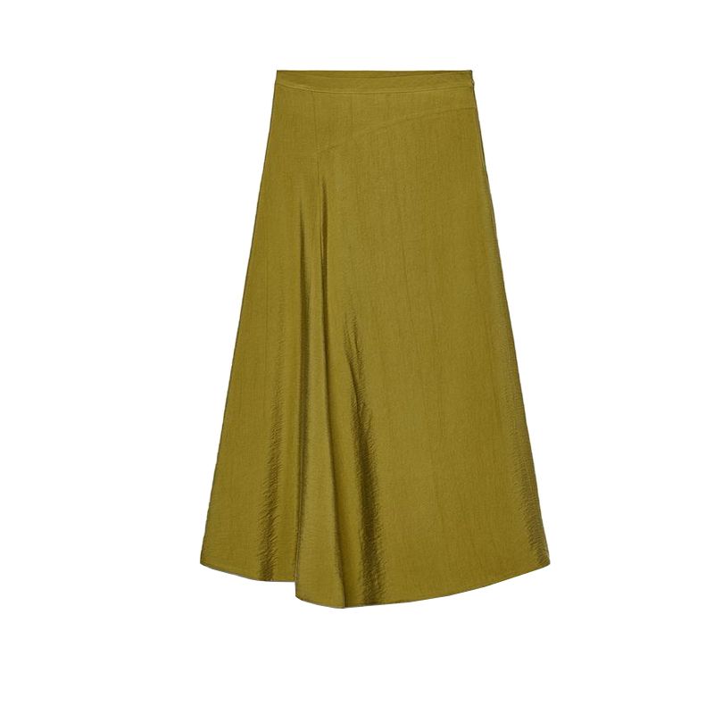 

Spring and Summer New Women s Clothing French Style High Waist Asymmetric Minimalist Easiest for Match Fashion Midi Skirt Skirt 5029063 Olive green L