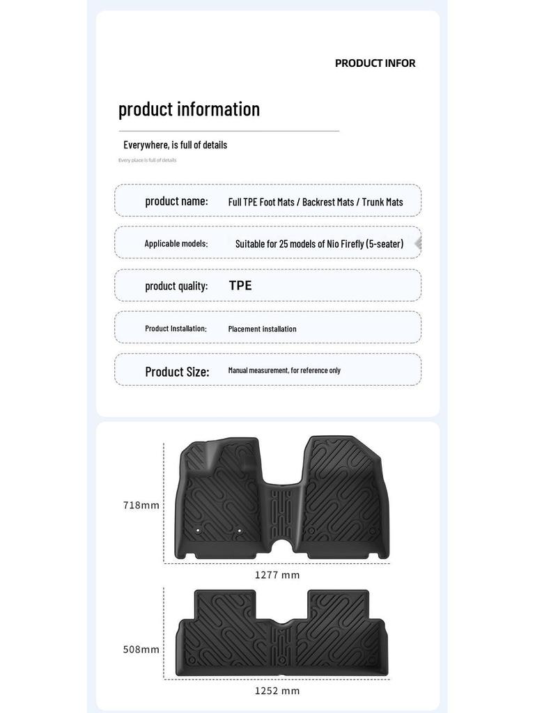 Custom Car Floor Mats & TPE Trunk Mat for 25 NIO Firefly Models