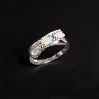 Mysterious Beautiful Natural Opal Gemstone Silver Ring Light Luxury Fashion Women's Birthday & Anniversary Gift