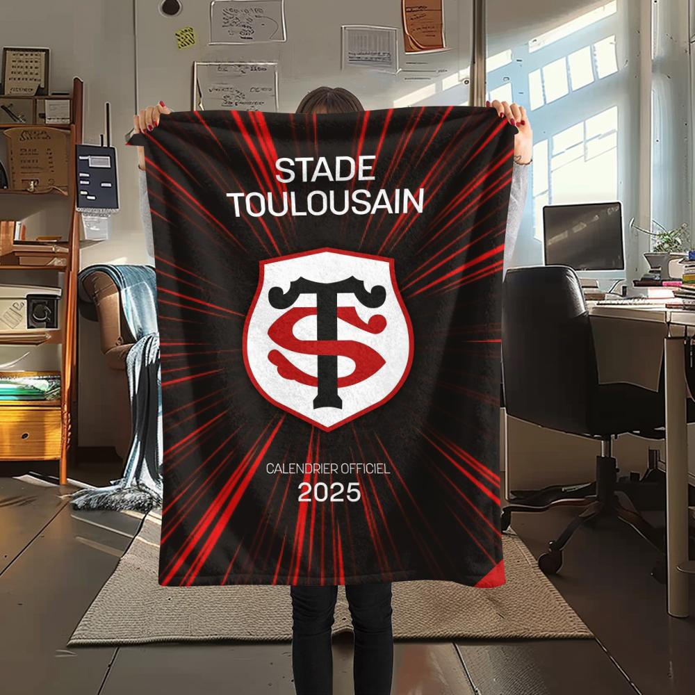 1 Stück Stade Toulousain Aufdruck Flanelldecke, Hohe Qualität, Bequem für alle Jahreszeiten, Heimdekoration, Wärme und Komfort, Perfekt für Weihnachtsgeschenke178
