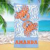 Custom Name Crab Beach Towel 1pc Personalized Lightweight Absorbent Towel for Beach Pool Wholesale Kids Summer Essentials