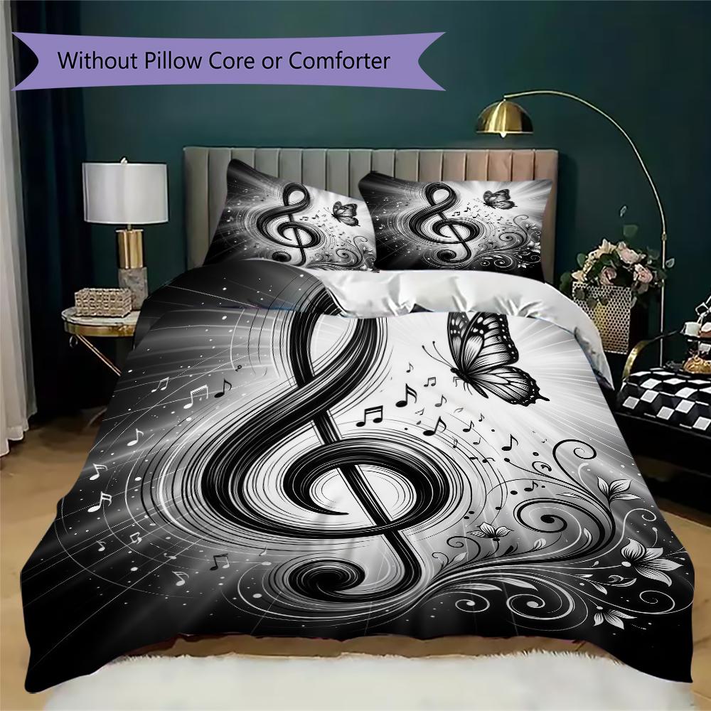 Art Music G Pattern Bedding Uilt Set Uilt Cover Pillowcase Home Decoration Birthday Gift (1 * Duvet Cover + 2 * Pillowcase Without Core)