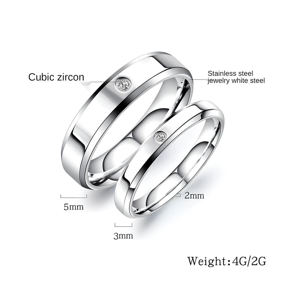 AAA+ Cubic Zirconia Wedding Band Rings For Women Gifts New Trendy 316l Stainless Steel Men Jewelry