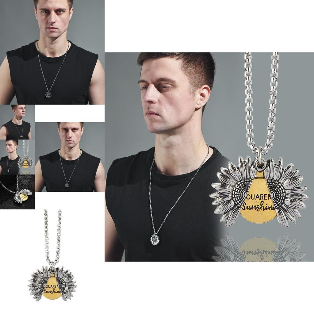 Retro Punk Style Sunflower Totem Necklace For Men Women Hip Hop Jewelry Accessory