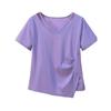V Neck Asymmetrical Small Shirt Plus Size Ladies Covering Belly Thin Summer Wear