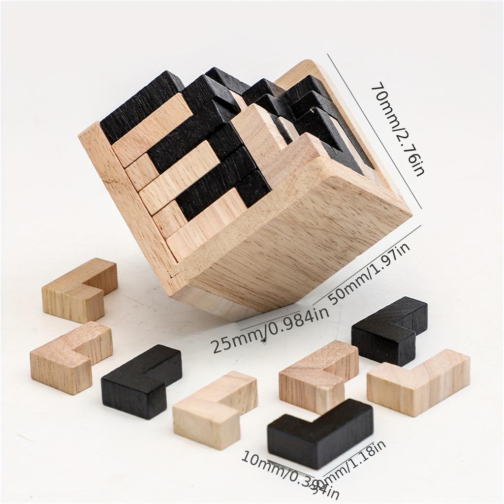 54-teiliger Denksport-Puzzle-Würfel aus Holz, L-förmiges Logik-Puzzle, Lernspielzeug