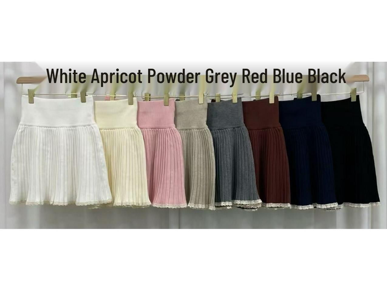 Women s College Style Lace Splicing Pleated Knit A-Line Short Skirt, High Waist, 2026 Autumn/Winter Collection One Size