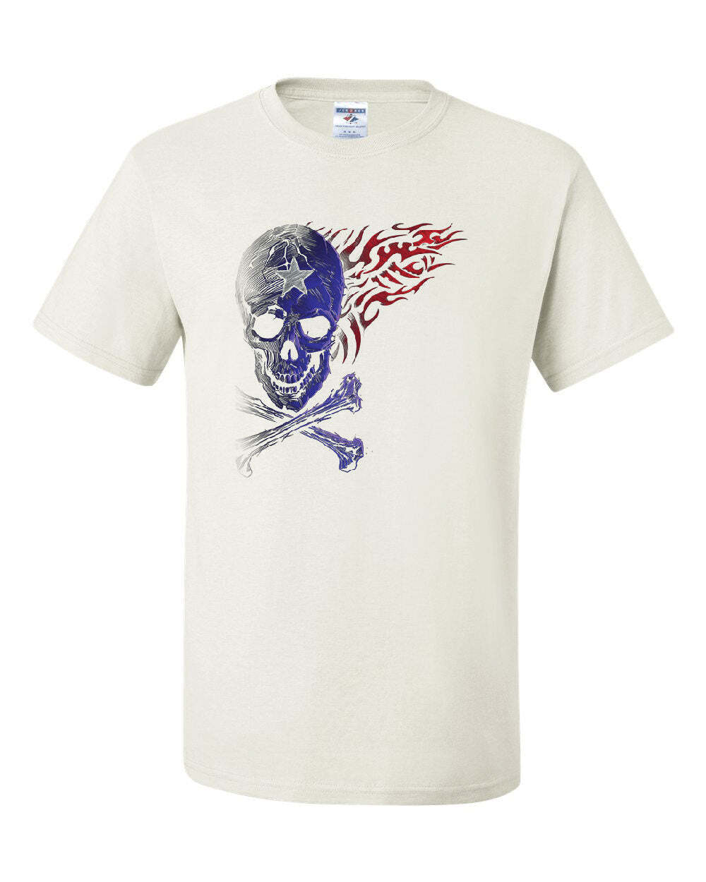 Fantacycle Skull Crossbones T-Shirt American Pride Tribal Flame Tee Shirt S разноцветный