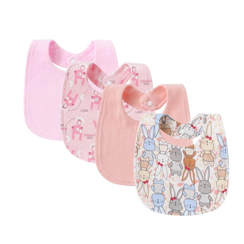 4Pcs-set Baby Bibs Burp Clothes Cartoon Newborn Saliva Towels for Girls Boys Cotton Kids Apron Infant Accessories Toddler Bibs