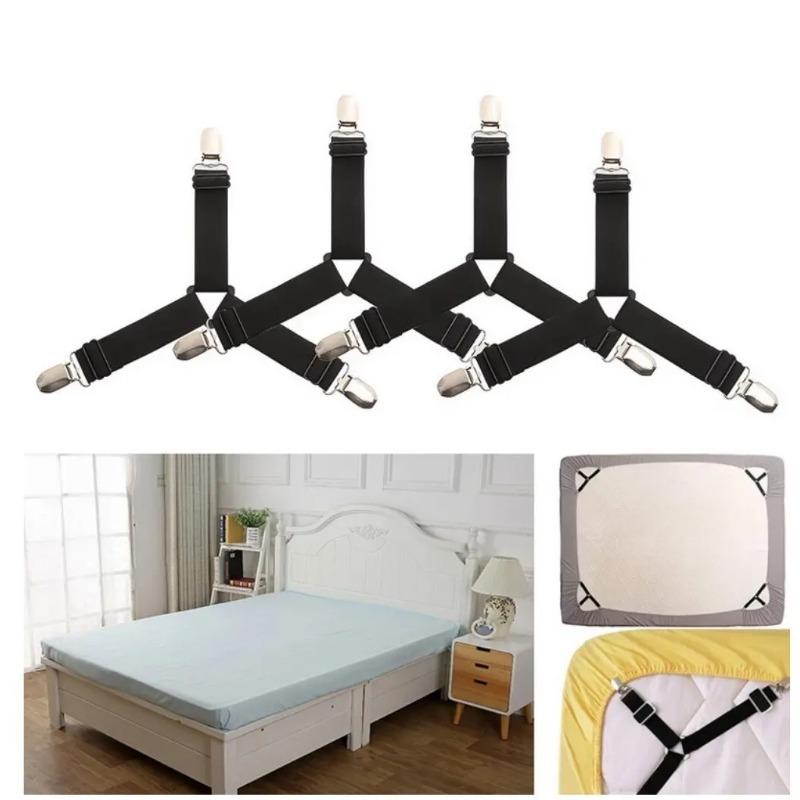 4Pcs/lot Bed Sheet Fasteners Holder Gadgets for Bed Sheet Organizer Mattress Cover Clip for Home Elastic Straps Adjustable Clips