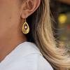 Yori Delicate Shiny Teardrop Cubic Zirconia Hollow Out Teardrop Pendant Earrings 18K Gold Color PVD Plated Stainless Steel Jewel
