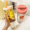 Plastic Water Bottle Portable With Straws Fruit Infuser Tea Juice Cup Fitness Sport Outdoor Travel Bottles Kettle Transparent
