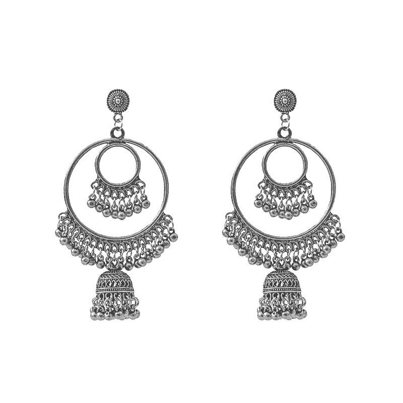 Bohemian Owl Bronze Filigree Earrings with Turquoise Tassels