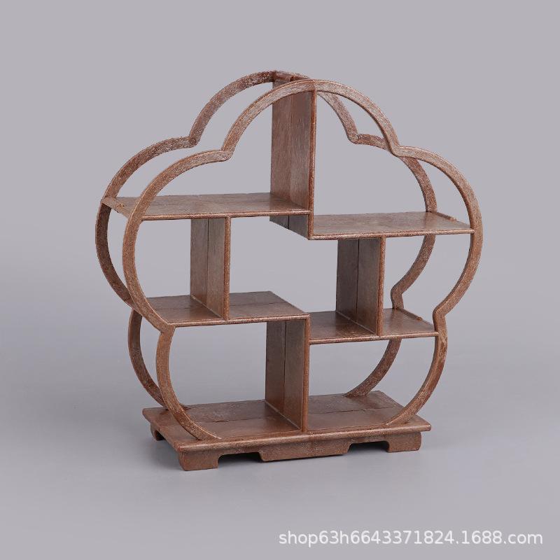 Vintage Bogu Rack Cartoon Mini Colored Birds Doll House Plum Blossom Display Rack Resin Crafts Animal Toys