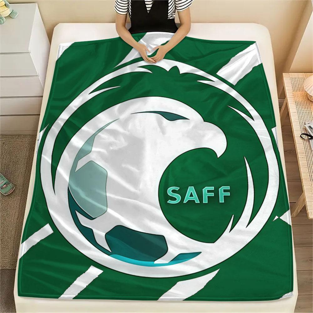 1PC Saudi Arabia National Football Team Patterned Flannel Blanket Suitable For All Seasons for Home Decor Warmth and Comfort Gifts Holiday Present