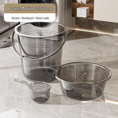 Transparent Portable Plastic Water Bucket Set