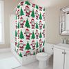 TU Christmas Shower Curtain Santa Claus Holiday Festive Bathroom Decor Waterproof Fabric Xmas Pattern Backdrop Home Decoration G