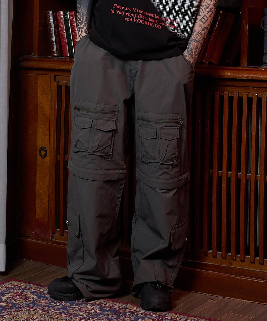 HOODHOOD Multi-Pocket Utility Detachable Pants Charcoal