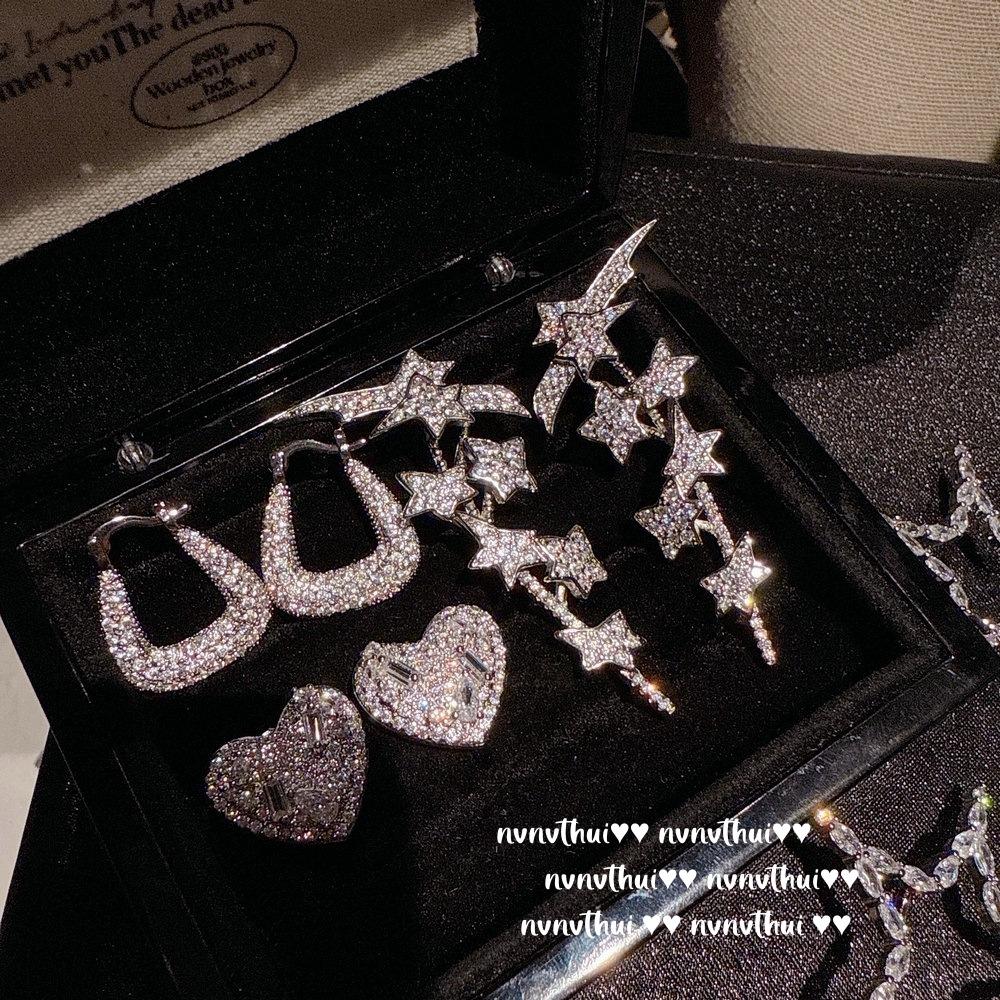Liu Guang Gypsy Star Vine Star Gem Earrings, Rich And Charming, Retro Starry Zircon Ear Clips, Set