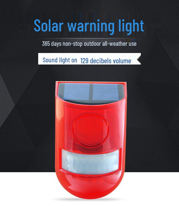 Outdoor Solar Alarm with Infrared Motion Sensor, Remote-Controlled Sound and Flashing Light Anti-Theft Warning System