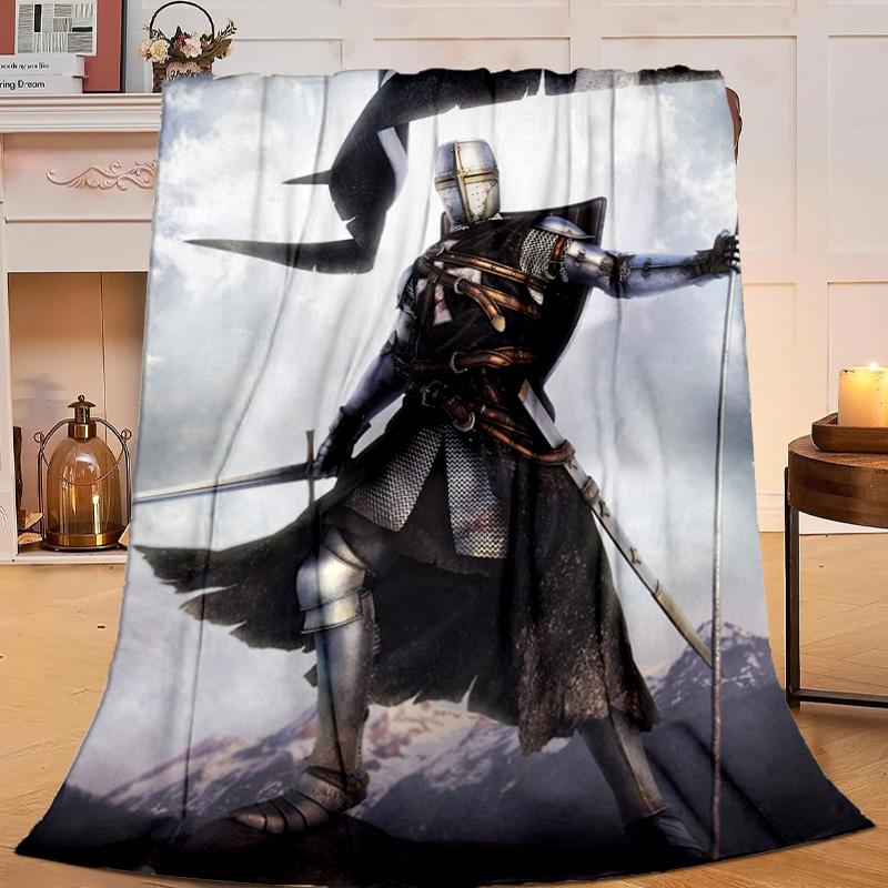 1PC Knights Templar Symbol Flannel Blanket Gift, Suitable for Both Men And Women, Soft Ideal for Beds And Sofa, Birthday Or Christmas Gift