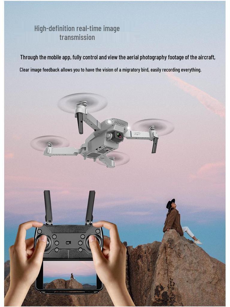 E88 Brushless Drone with Optical Flow, Obstacle Avoidance, Dual 4K Cameras, Aerial Photography, Four-Axis Control, and Remote Operation