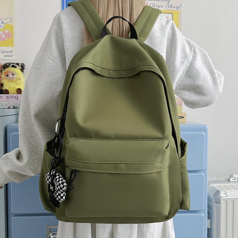 Schoolbag Fashion Trendy Color Internet Celebrity Bag Large Capacity Campus Student Travel Backpack Junior High School Student Solid Color Lightweight