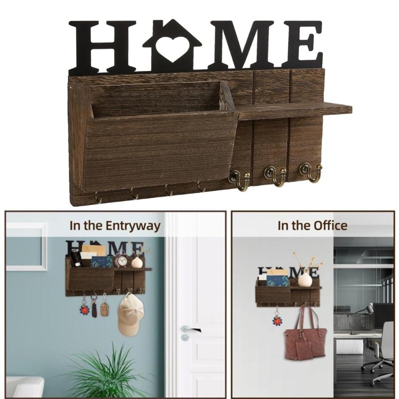 An der Wand montierter Schlüssel- und Post-Organizer. Multifunktionale Aufhängehaken für Mantel und Leine. Dekoratives Aufbewahrungsregal für den Eingangsbereich.