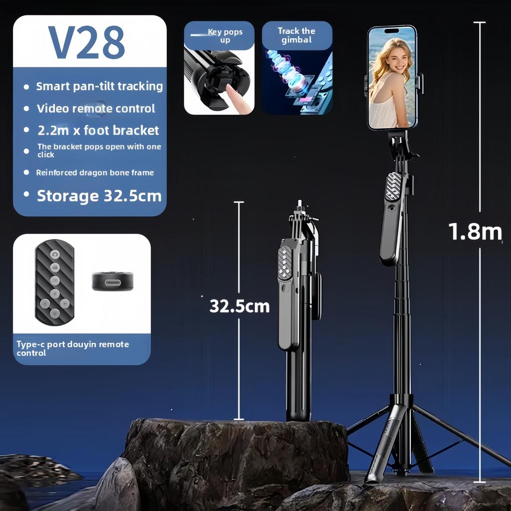 1.8M 360° AI Face Tracking Selfie Stick Tripod, Automatic Rotating Gimbal Phone Stand, Smart Follow Tripod for Vlog, Live Streaming, Video & Selfie