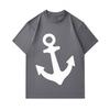 Men's 100% Cotton Short Sleeve Crew Neck T-Shirt, Classic White Nautical Anchor Print Casual Comfortable Tee, Breathable Lightweight Summer Top for Da