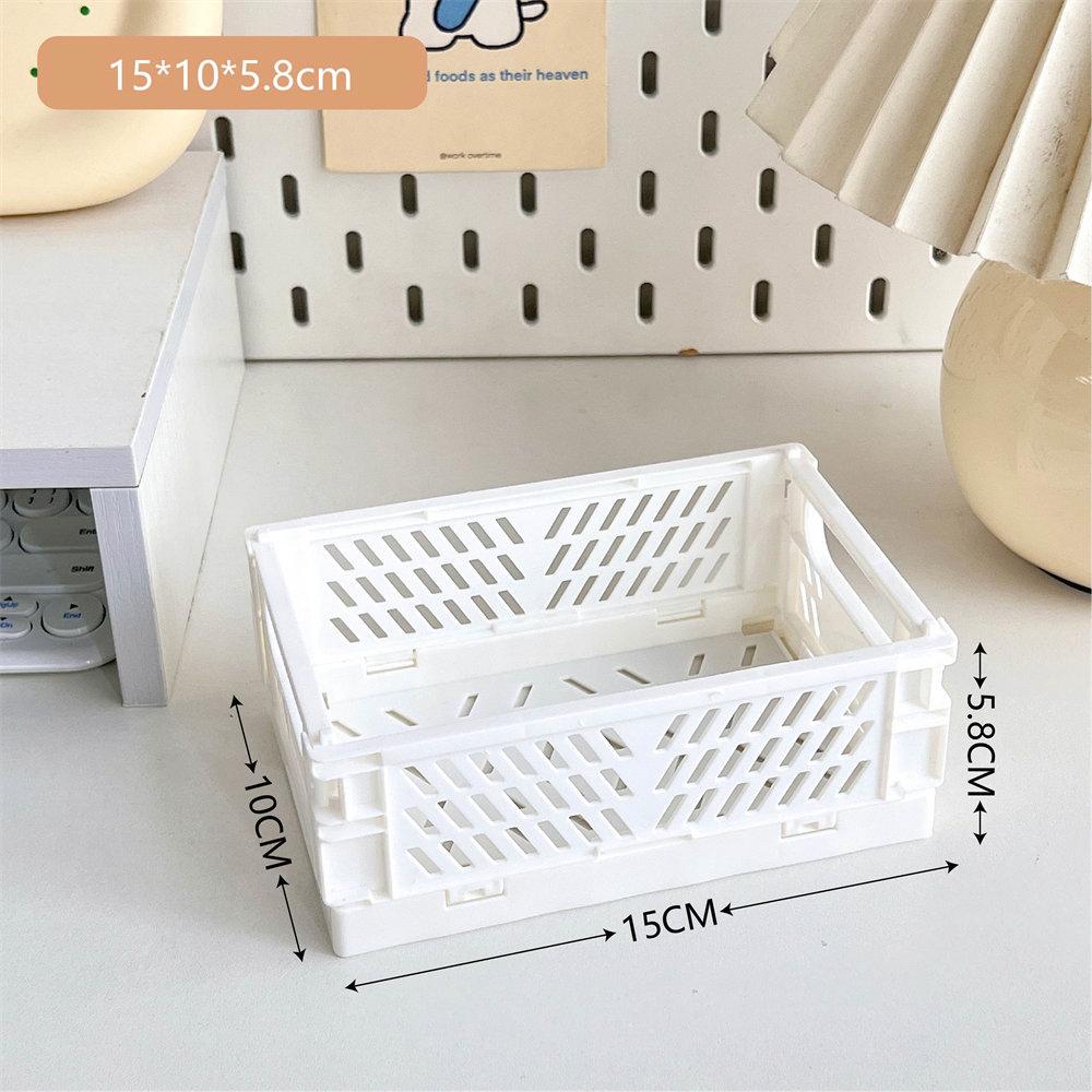 

Kell Plastic Baskets Stackable Organizer Pantry Storage Bins Folding Containers Crate білий