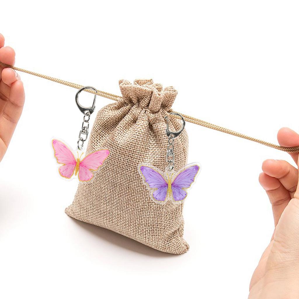 6pcs Butterfly Keychains Butterfly Theme Keychains Birthday Party Decoration Kids Wedding PartySupplies Baby Shower Gifts Decor